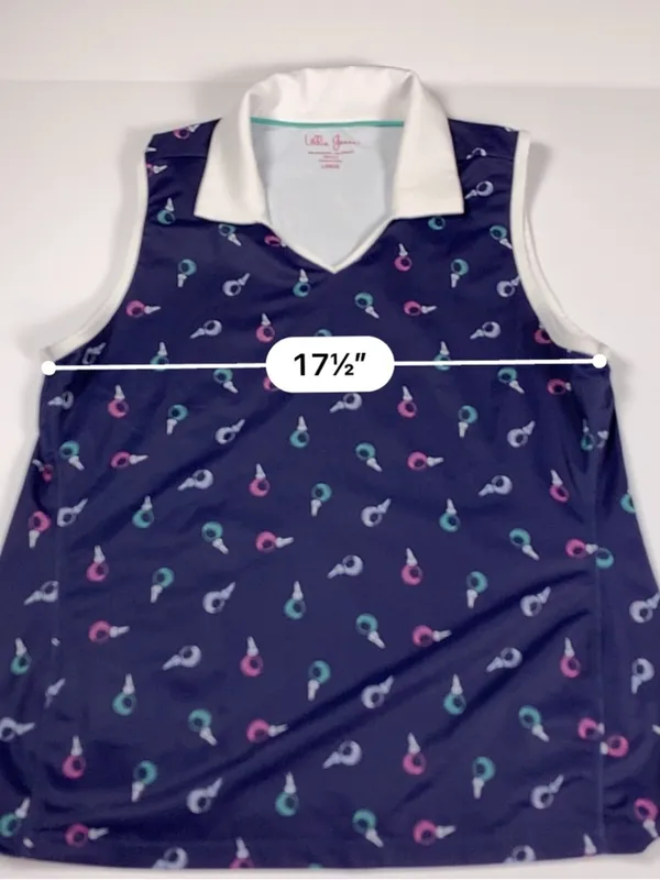 Lillie Green Womens Large Golf Polo Shirt Navy Blue Sleeveless Performance - Image 8