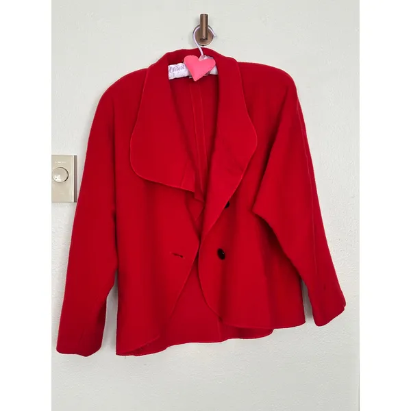 Vintage 60s Merle Red Felted Wool Mod Jacket - Image 4