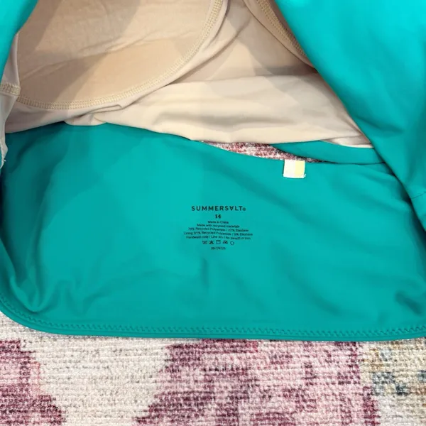 Summersalt Ruched Sidestroke Bikini Top Size 14 Teal Vacation Beach Travel - Image 4