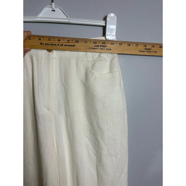 Lulus Cream Linen Blend High Waisted Wide Leg Trousers Pants Size Medium NWT - Image 4