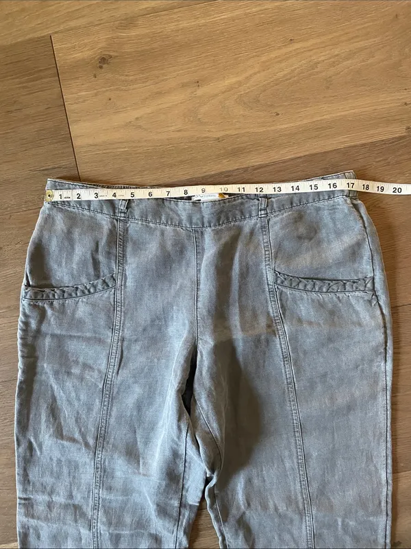 C&C California Linen Lyocell Cropped Pull On Pants Gray Size Large - Image 3