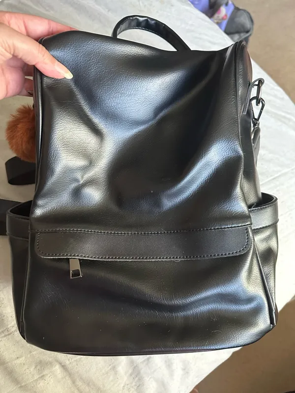 Black faux Leather Backpack - Unbranded - Image 11