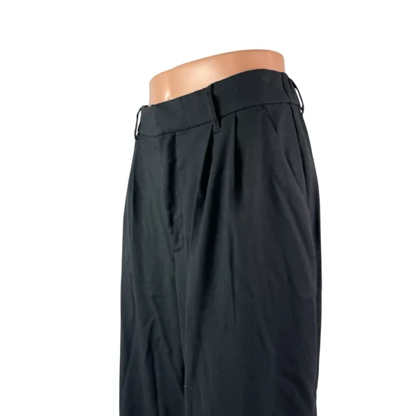 Hollister Women's Black High Waisted Pleated Wide Leg Trousers Pants Size L - Image 2