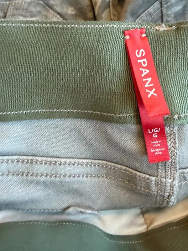Spanx Green White Camo Cargo Pants Skinny Zip Fly Utility Tapered Large Women's - Image 3