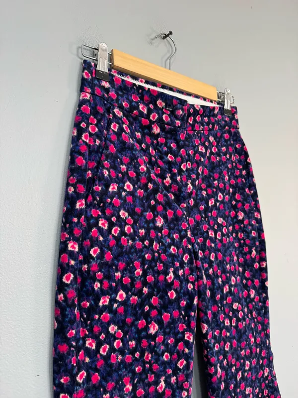 Floral J. Crew Kickout Straight Leg Corduroy Pants Size 00 Like New - Image 3