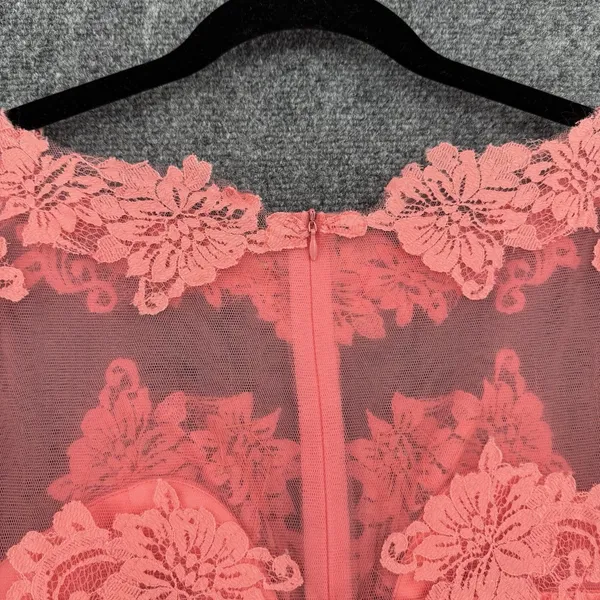 Forever Unique Lace Sequence Dress Coral Pink Size 12 Fit & Flare Formal Party - Image 4