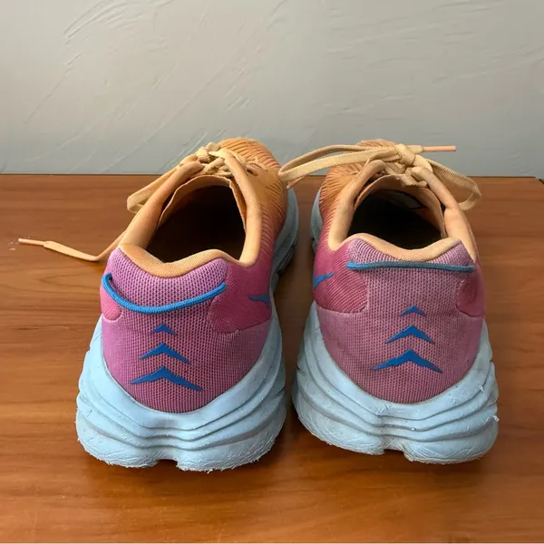 Hoka Women’s Rincon 3 Running Workout Athletic Shoes 7.5B Orange Pink‎ Blue - Image 2