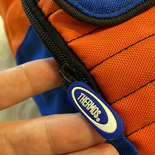 THERMOS Lunch Bag pretty big orange and Blue color BNWOT long 13” wide 12” - Image 4