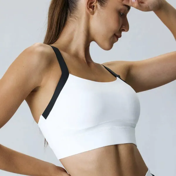 BERLOOK White Contrast Strap Sports Bra - High Support 48 - Image 3