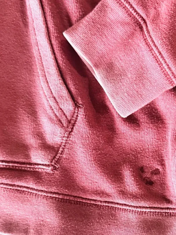 American Eagle Outfitters Distressed Rose Pink Hooded Pullover Sweatshirt Sz S - Image 4
