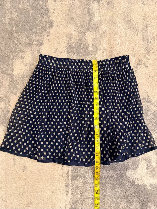 Flutterbye Navy Polka Dot Pleated Mini Skirt Blue Size M - Image 3