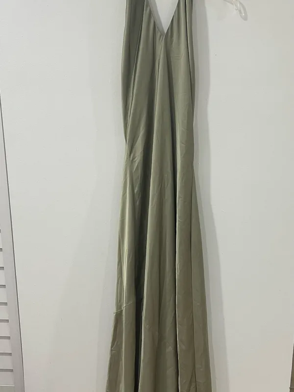 Show Me Your Mumu Sage Satin Halter Cowl Maxi Dress S Y2K - Image 4
