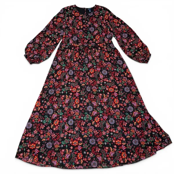 Floral Maxi Dress 2XL‎ Cottagecore Peasant Folklore Semi Sheer Long Sleeve Lined - Image 11
