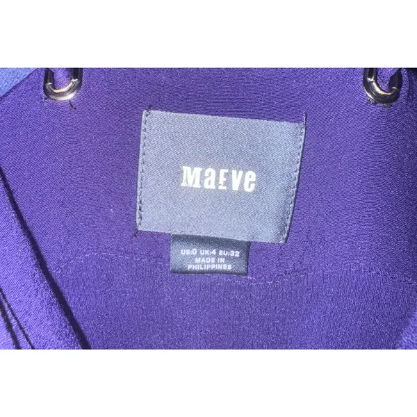 Maeve Anthropologie Purple‎ Overall Jumpsuit Suspender Wide Leg Sz 0 Boho *Flaw* - Image 12