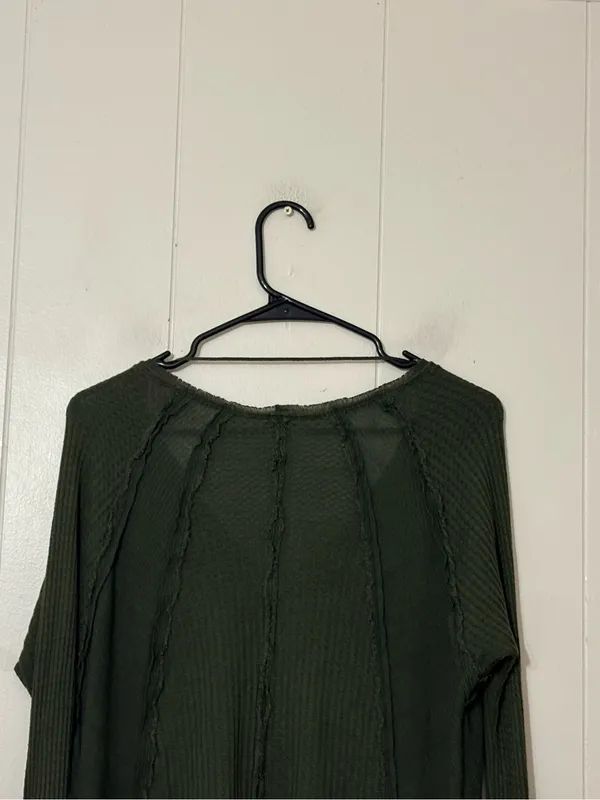 Free People We The Free Catalina Thermal Top Olive Green Long Sleeve XS - Image 14