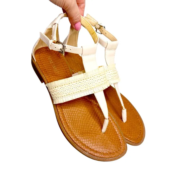 Nine West Gabis Fringe Cream Sandals Sz 8 - Image 5