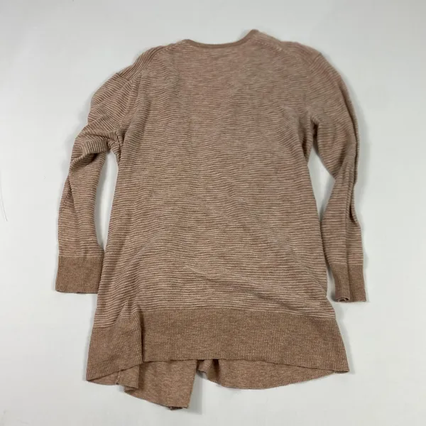Madewell Cardigan Sweater Womens Small Tan‎ Stripe Open Front Longline Pockets - Image 5