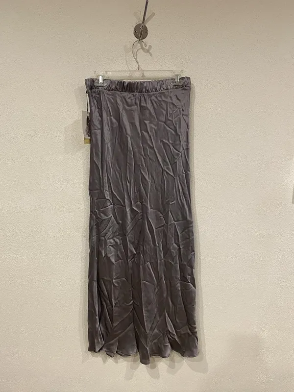 Nation Maribel Skirt Womens Medium Gray Smoke Satin Bias Maxi Slit Pull On Casul - Image 4