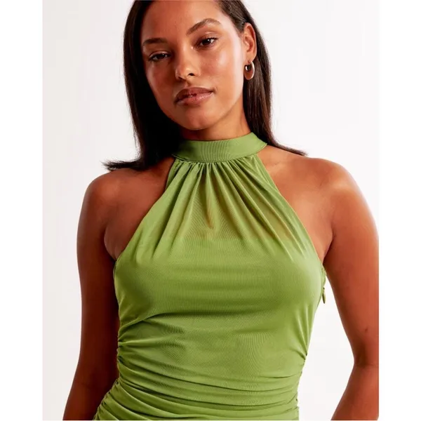 Abercrombie & Fitch Vol. 28 Sheer Halter Maxi Dress in Green - Image 3