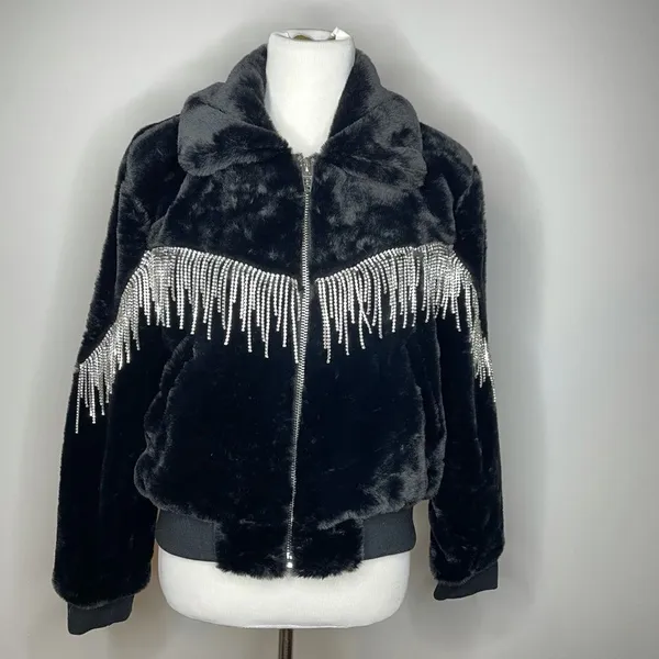 Blush Boutiques- Black Diamond Faux Fur Coat - Image 4