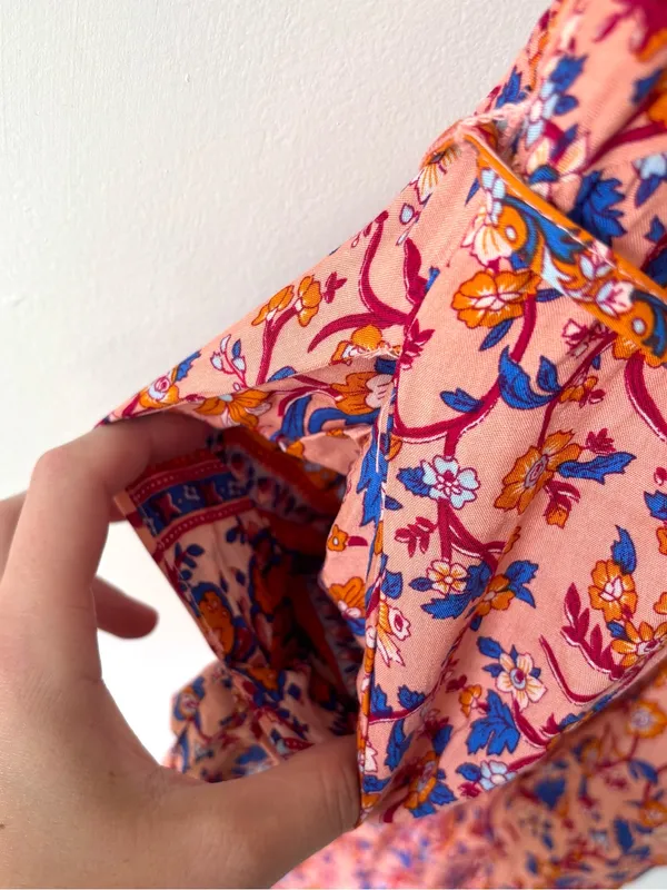 Umgee Peach Floral Boho Jumpsuit Tie Straps Beach Vacation Colorful Hippie - Image 7