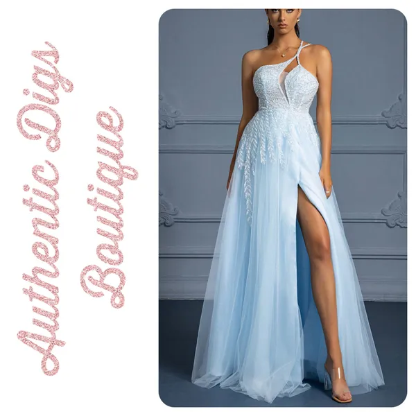 PromGirl Gorgeous Baby Blue Sequin Formal Gown - Image 4