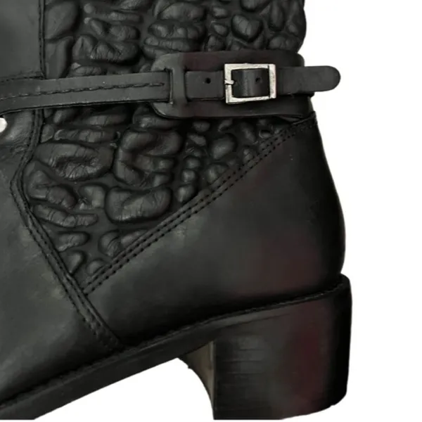 Mariana bubble leather Reanna boots BLACK Western Casual Mid Calf - Image 10