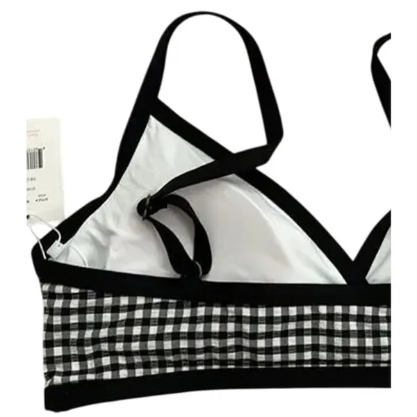NWT Andie Swim The Cove Bikini Top Checkered Print Removable Cups L Black White - Image 6