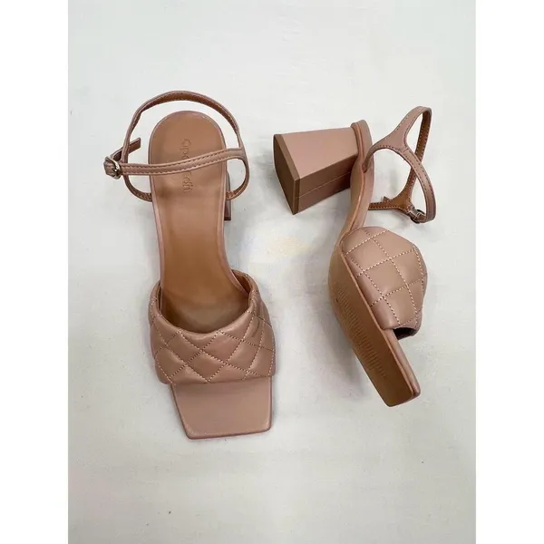 Open Edit Block Heel Ankle Strap Quilted Square Toe Open Toe Sandals Size 8.5 - Image 11