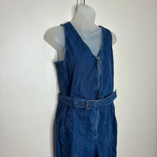 Rachel Comey x Target Indigo Denim Wash Jean Sleeveless Jumpsuit Size 2 belt Y2K - Image 2