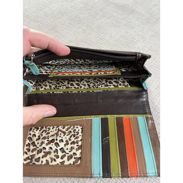 Original Prym Multicolor Leather Wallet Women One Size Zip ID Card Leopard - Image 4