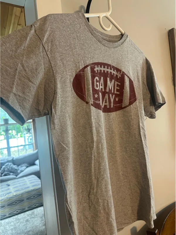 Football Game Day cotton t-shirt sz M - Image 2