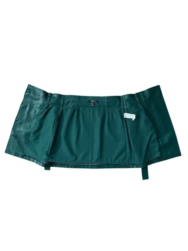 Forever 21 Faux Leather Wrap Belted Mini Skirt Green Size Medium - Image 4