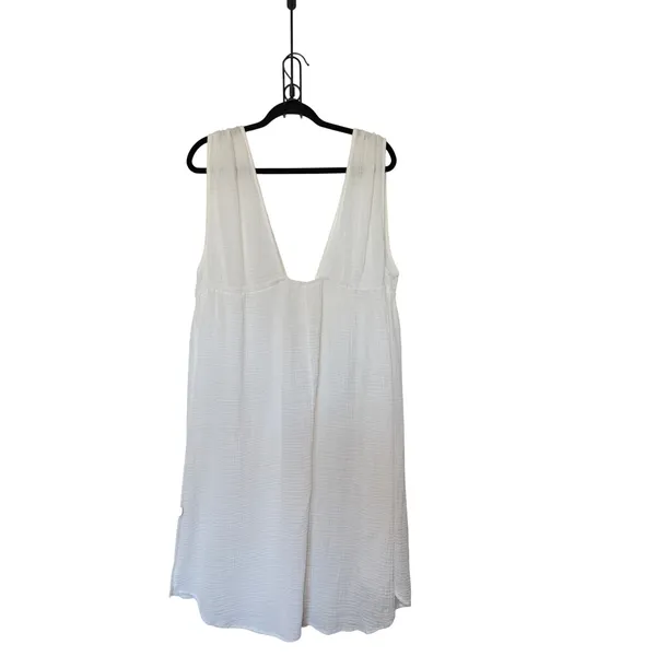 Anthropologie XL White Sleeveless Tie Front Cover Up Tunic Cottagecore Boho Chic - Image 3