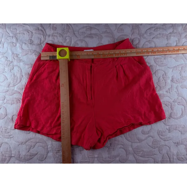 On 34th Women's Red Linen Blend Pleated High Rise Shorts Size 14 - Image 6