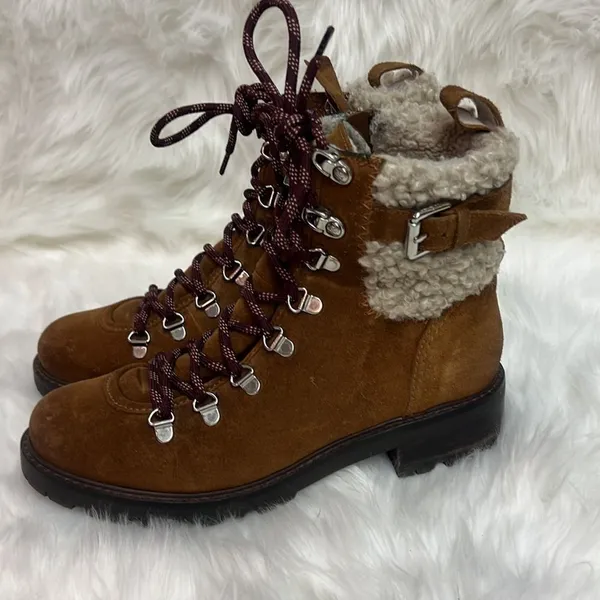 Sam Edelman Brown Tenlee Suede‎ Sherpa Hiker Winter Boots Size 8 B61 - Image 3