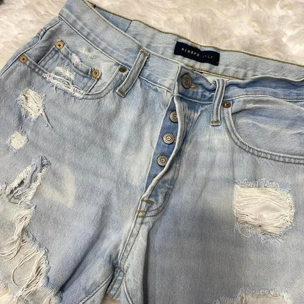 Aeropostale 90s High Rise Cut Off Denim Shorts Button Fly Y2k Mallcore Grunge - Image 2