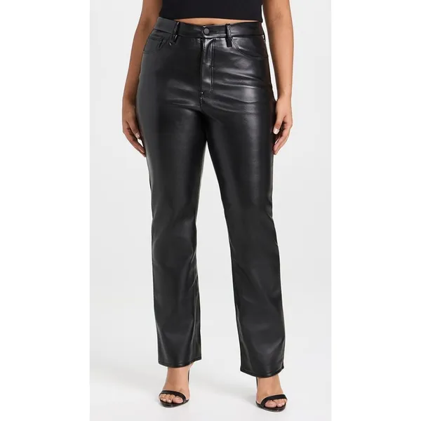 GOOD AMERICAN Faux Leather Good Icon Jeans in Black001 Size US 27 - Image 10