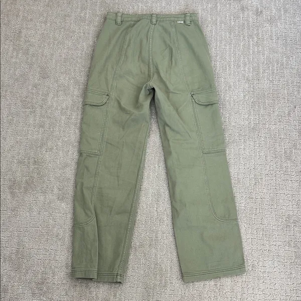 Billabong Wall To Wall Cargo Pants green denim straight leg loose fit baggy - Image 9