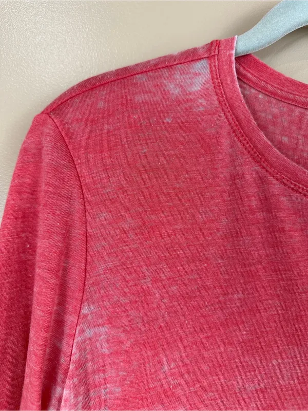 Aerie Distressed Long Sleeve Tee Pink Coral Soft Casual Lightweight Boho M - Image 2