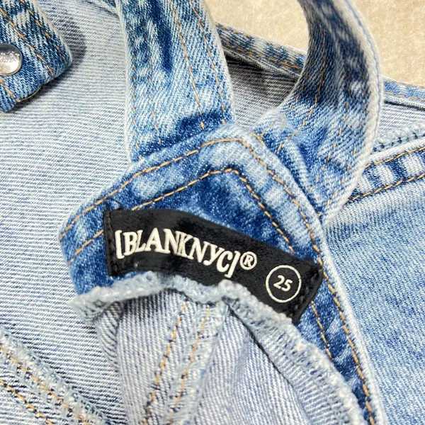 BLANKNYC Acid Wash Denim Overall Dress Blue Distressed Frayed Mini Sz 25 Classic - Image 2