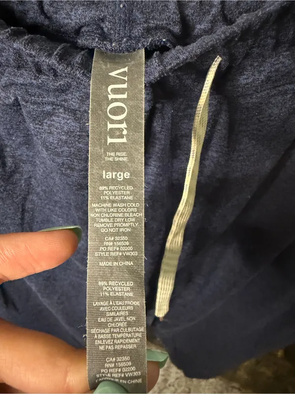 Vuori Performance Jogger Heather Navy Drawstring Athletic Lounge Pants Large - Image 3