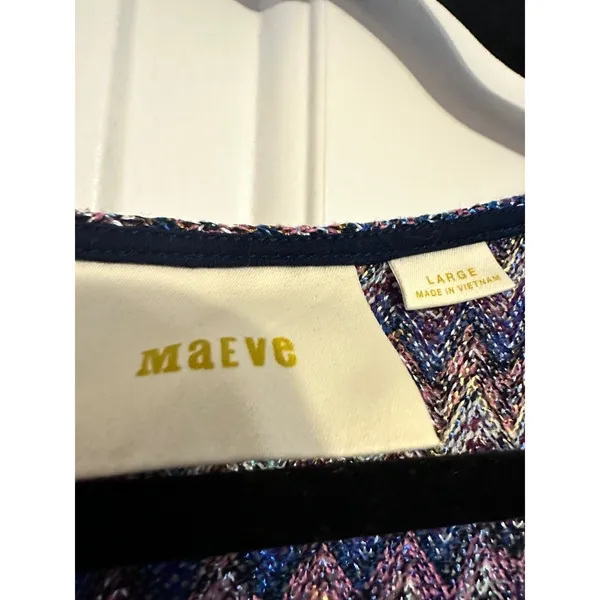 Anthropologie Maeve Shift‎ Dress Chevron Zigzag Multicolor Knit Ruffle S - Image 9