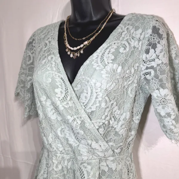 Altard State Sage Green Lace Romper Womens S Open Back Cottagecore Bridal Boho‎ - Image 5