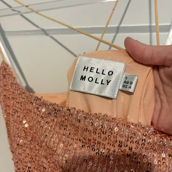 Hello molly so outta my mind Sequin slit maxi Dress in‎ Rose Gold small - Image 5