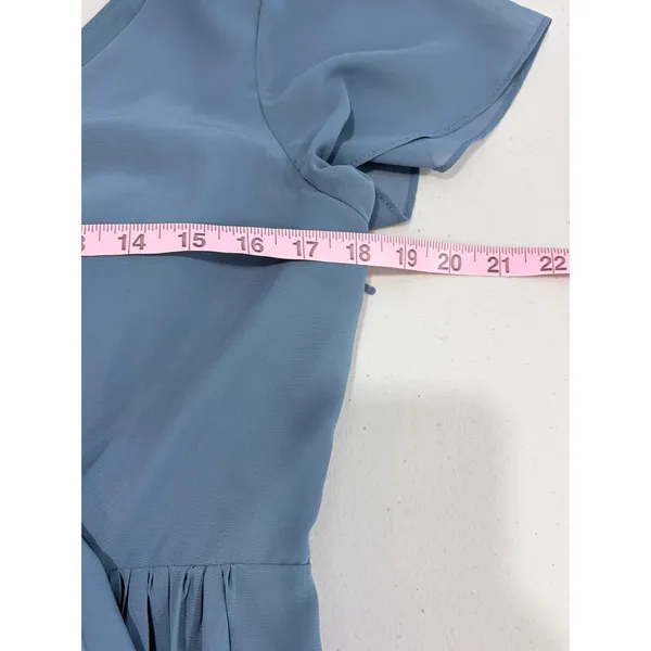 Revelry Maxi Dress Blue Chiffon Flutter Sleeve Wrap Gown Size 10 - Image 8