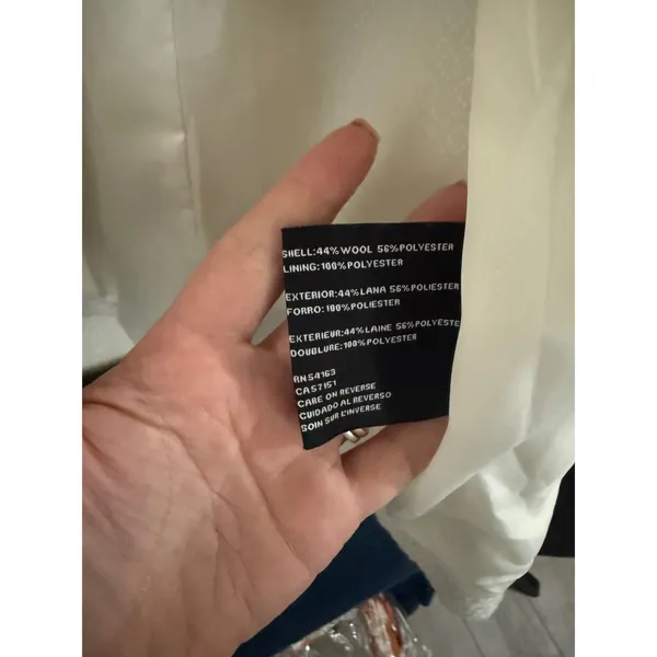 Jessica Simpson Ivory Wool Blend Double Breasted Pea Coat Large Statement Collar - Image 7