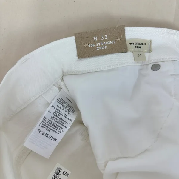 Madewell 90s Straight Crop Jean Tile White High Rise Raw Hem Women US 32 NWT - Image 14