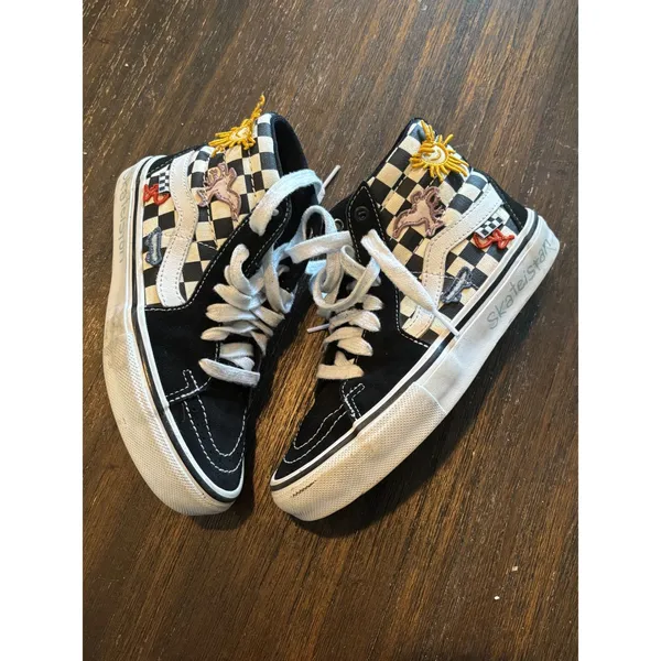 Vans Sk8-Hi Skateistan High Top‎ Sneakers Mens 4.5 Womens 6 Black Checkerboard - Image 3
