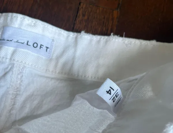 Loft Distressed White Jean Shorts - Image 3
